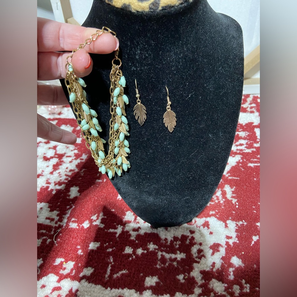 Gold Tone Bracelet and Pierced Earrings Bundle
